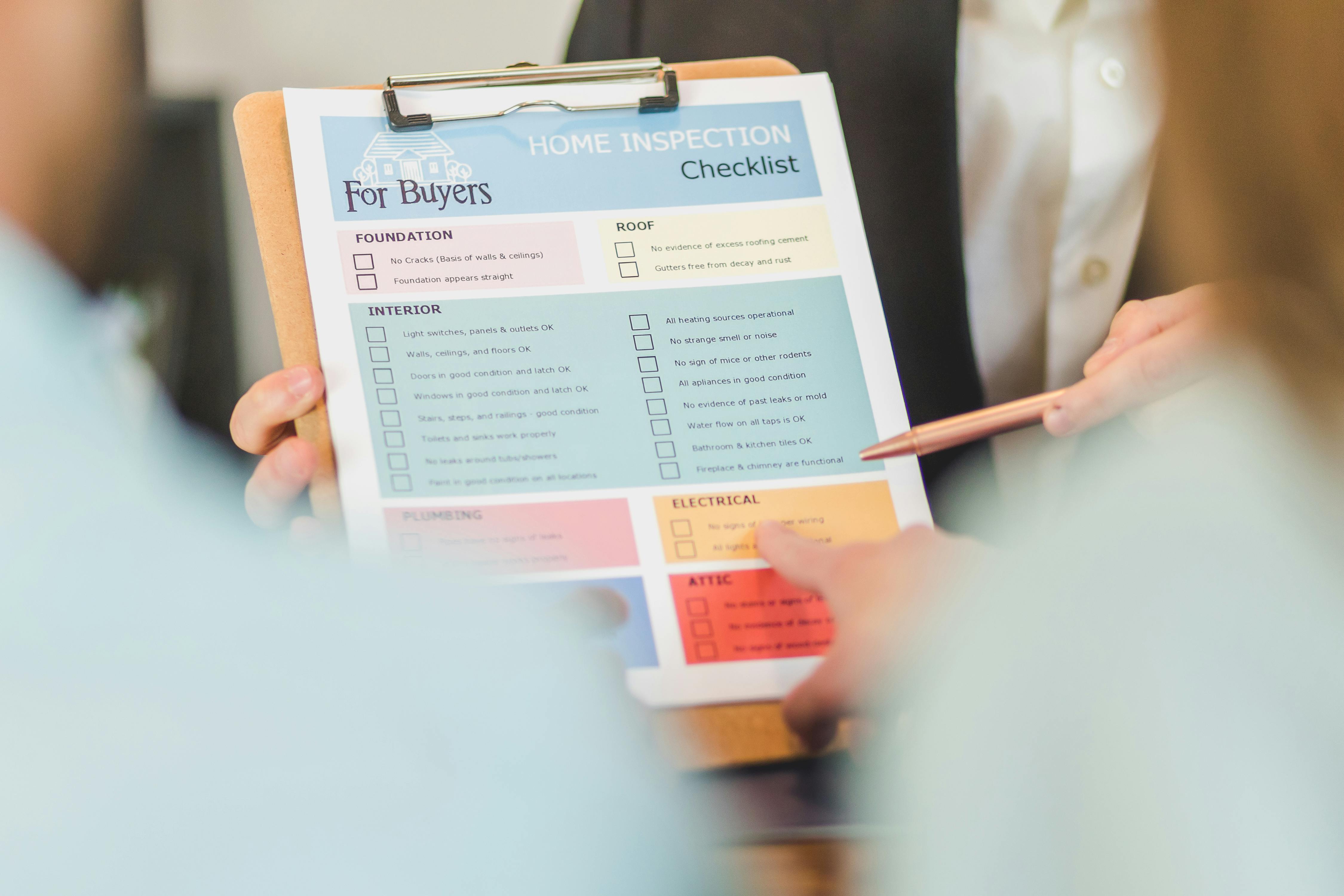 Clipboard used during an inspection visit